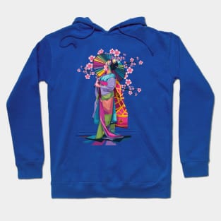 Geisha with rainbow umbrella Hoodie